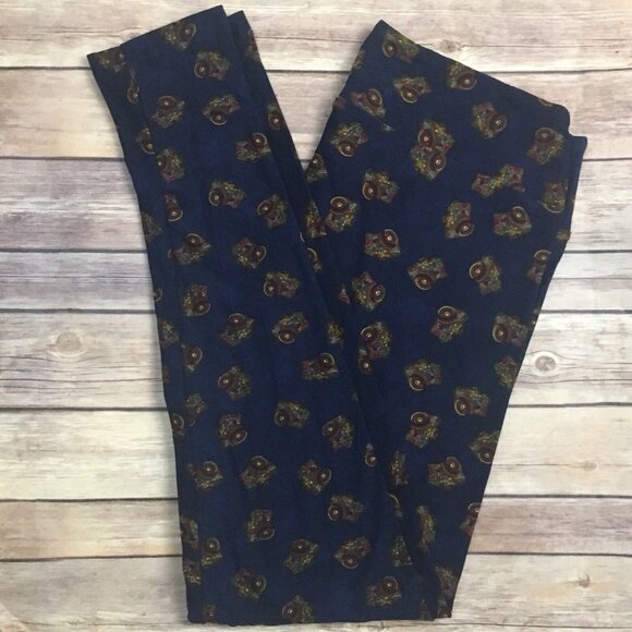 NWT LulaRoe TC Leggings Camera Paisley Navy Blue Women Tall & Curvy Plus Size - Picture 1 of 2